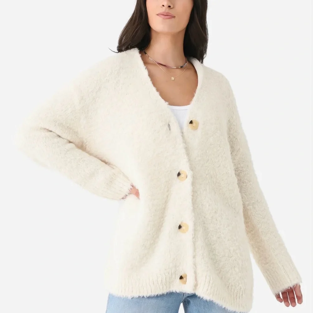 Vince Cozy Cream Button-Front Bouclé Cardigan